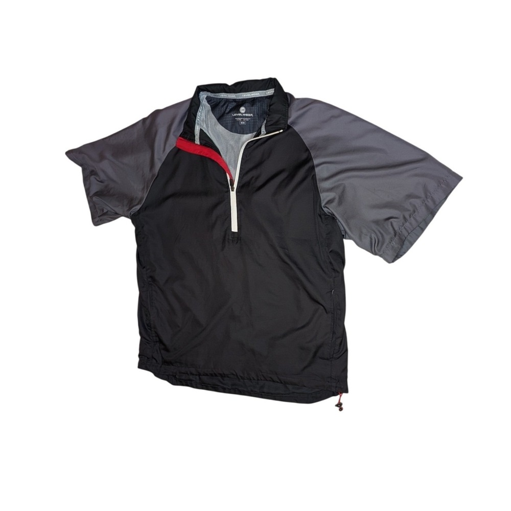 Levelwear Windbreaker Mens M Black 1/4 Zip Short Sleeve Golf Pullover Jacket